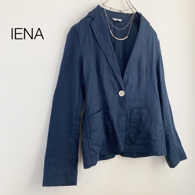 IENA(イエナ)の★イエナ★リネンテーラードジャケット ネイビー レディースのジャケット/アウター(テーラードジャケット)の商品写真