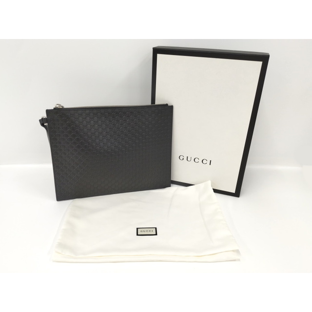 Gucci(グッチ)のGUCCI クラッチバッグ マイクログッチシマ レザー ブラック 544477 メンズのバッグ(セカンドバッグ/クラッチバッグ)の商品写真