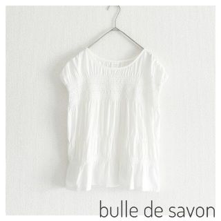 ビュルデサボン(bulle de savon)のbulle de savon コットンシャーリングブラウス 白 FREE 刺繍(シャツ/ブラウス(半袖/袖なし))