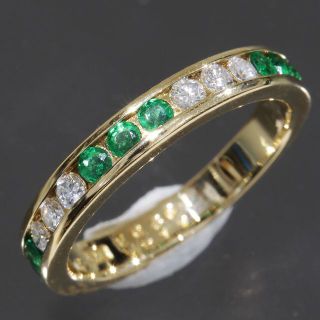 ミキモト エメラルド 0.3ct ダイヤ 0.17ct リング 8.5号 K18-