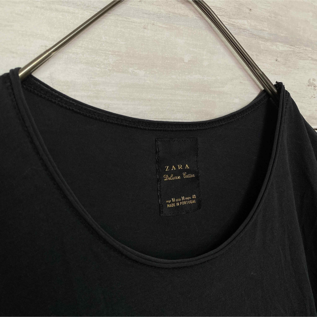 ZARA(ザラ)のZARA ザラ　Deluxe Cotton トップス tシャツ 半袖 M 黒 夏 メンズのトップス(Tシャツ/カットソー(半袖/袖なし))の商品写真