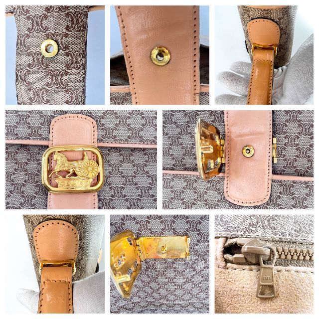 ☆極美品☆3796ハンドバッグ 馬車金具 マカダム柄 ゴールド金具