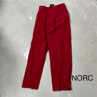 ノーク(N.O.R.C)のNORC カラーリネンワイドパンツ　赤(カジュアルパンツ)
