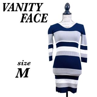 VANITY FACE バニティフェイス　ワンピース　タイト　ボーダー　ネイビー(ミニワンピース)