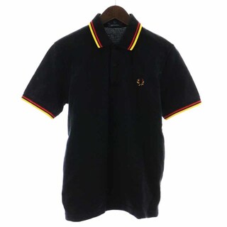 フレッドペリー(FRED PERRY)のFRED PERRY ポロシャツ 半袖 刺繍 ロゴ 38 M 黒 赤 黄(ポロシャツ)