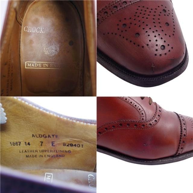 クロケット&ジョーンズ Crockett&Jones レザーシューズ ALDGATE オールゲート オックスフォード メダリオン 革靴 メンズ  7E(25.5cm相当) ブラウン
