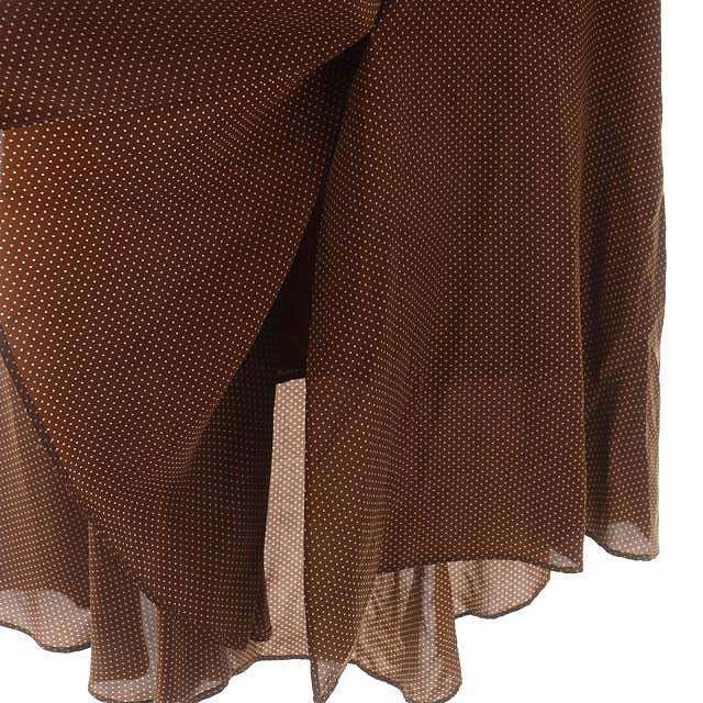 DRESSTERIOR(ドレステリア)のドレステリア シルク混ドット柄スカート ミモレ ロング フレア 36 茶色 レディースのスカート(ロングスカート)の商品写真