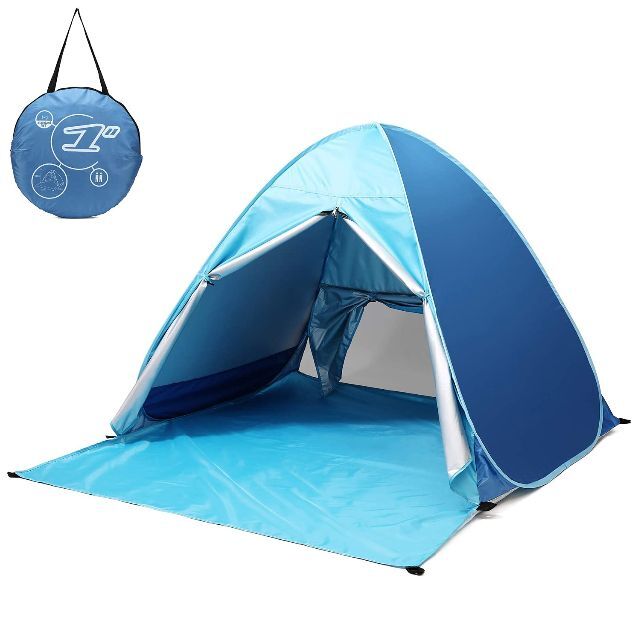 【色: ブルー】ポップアップテント テント ワンタッチテント 1人用 サンシェー