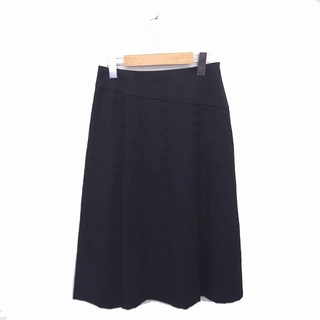 コムサデモード(COMME CA DU MODE)のコムサデモード Aライン スカート ロング 刺繍 ウール 9 黒 ブラック(ロングスカート)