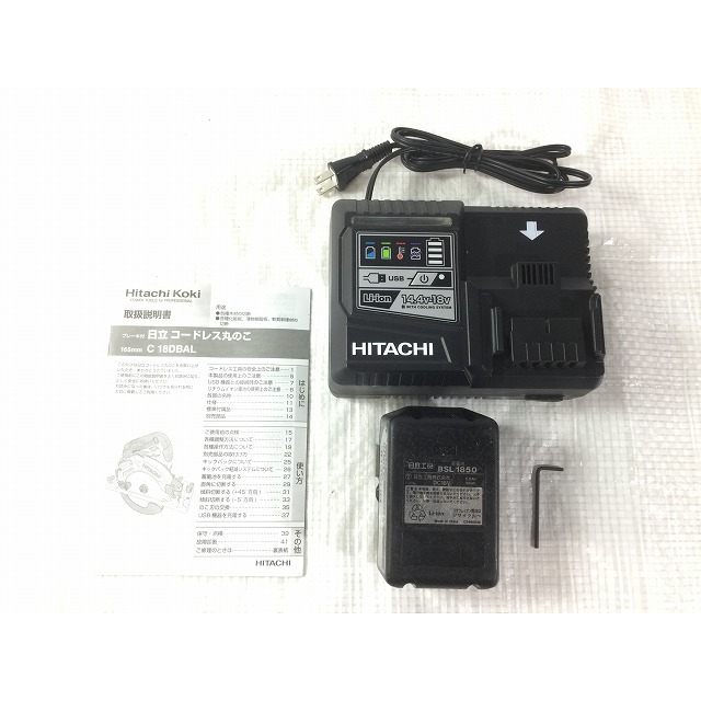 ☆美品☆ HITACHI 日立工機 18V 165mm コードレス丸のこ C18DBAL バッテリー1(18V 5.0Ah)充電器+ケース 充電式マルノコ 69846