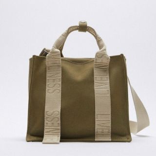 ザラ(ZARA)のZARA ✅ロゴストラップ キャンバス トートバック ミニ ショルダー(トートバッグ)