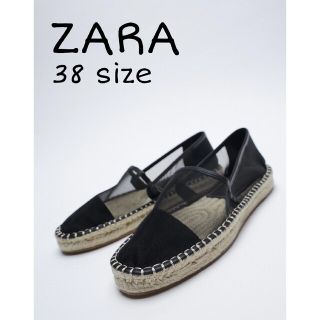 ザラ(ZARA)のZARA　メッシュエスパドリーユ　38サイズ　ブラック(スリッポン/モカシン)