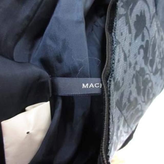 MACPHEE(マカフィー)のマカフィー フレアスカート ひざ丈 総柄 麻混 リネン混 36 紺 ネイビー レディースのスカート(ひざ丈スカート)の商品写真