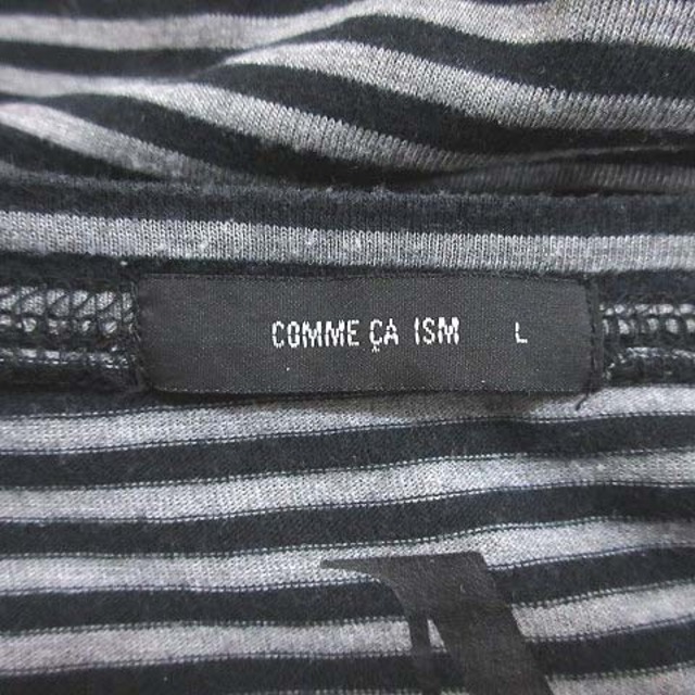 COMME CA ISM(コムサイズム)のコムサイズム Tシャツ 半袖 クルーネック ボーダー ロゴ L 黒 ■MO レディースのトップス(Tシャツ(半袖/袖なし))の商品写真