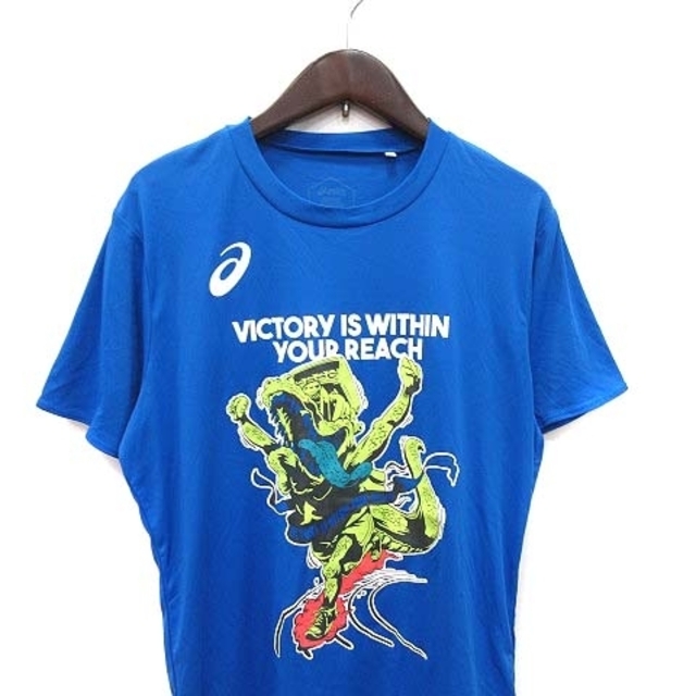 asics(アシックス)のアシックス Tシャツ カットソー 半袖 クルーネック プリント S 青 ■MO メンズのトップス(Tシャツ/カットソー(半袖/袖なし))の商品写真