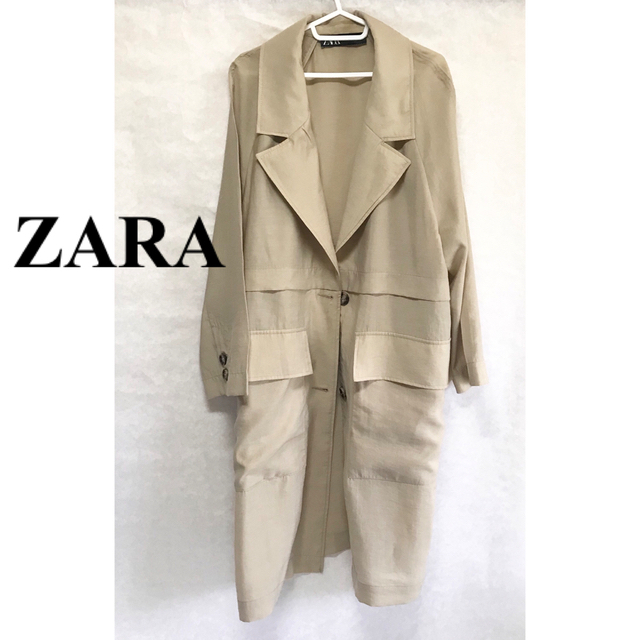 ZARA(ザラ)の未使用★ZARAテーラードカラースプリングコートS-M/ライトベージュ/トレンチ レディースのジャケット/アウター(スプリングコート)の商品写真