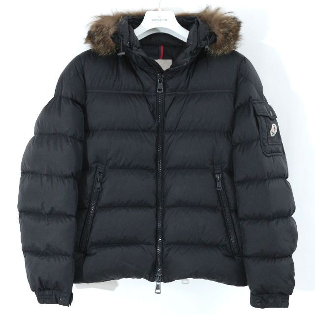 定20万美品 MONCLER ウール切替ファーフードダウンジャケット0