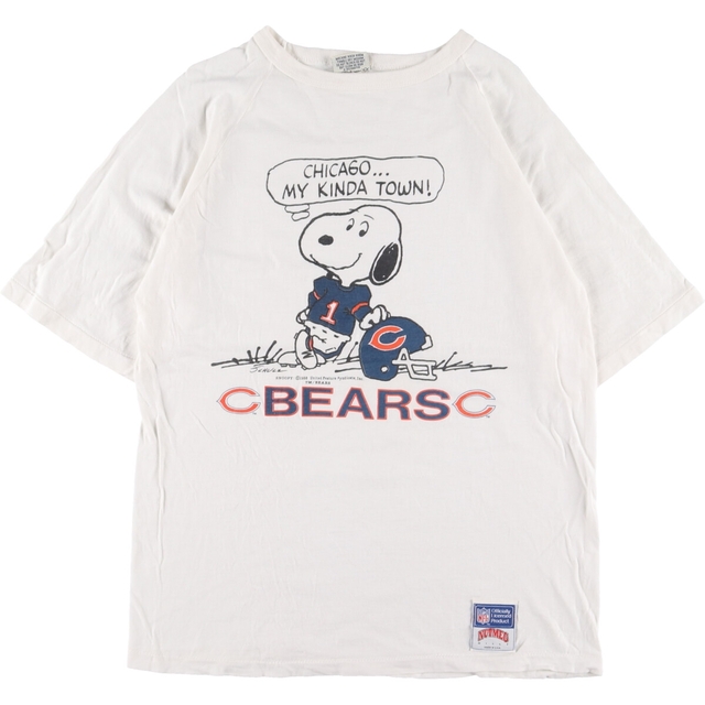 80年代ランク80~90年代 NUTMEG MILLS NFL CHICAGO BEARS シカゴベアーズ SNOOPY スヌーピー キャラクタープリントTシャツ USA製 メンズM ヴィンテージ /eaa328816