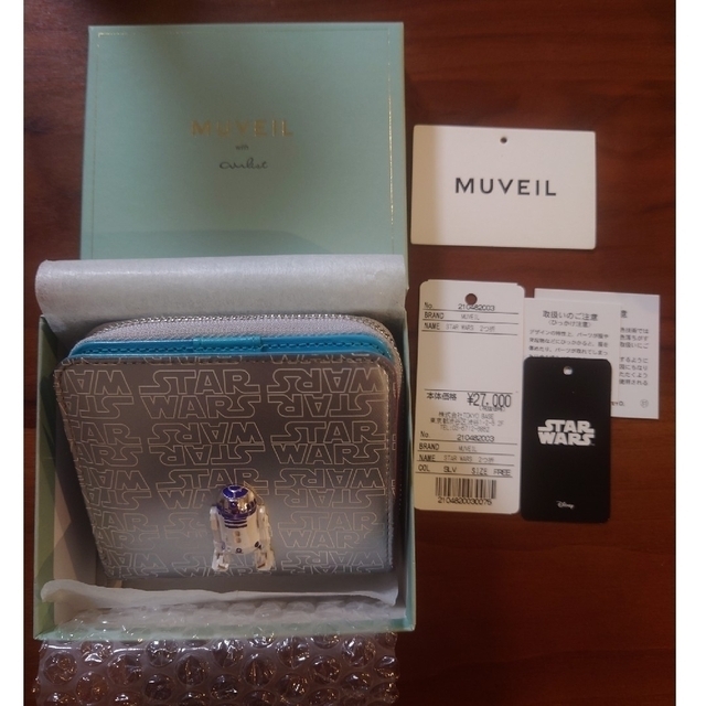 【新品】MUVEIL スターウォーズ 二つ折り 財布 R2-D2 シルバー 箱付コンパクト