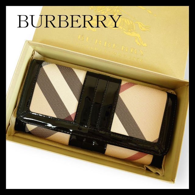 BURBERRY バーバリー 長財布 Wホック ノバチェック エナメル PVC 流行