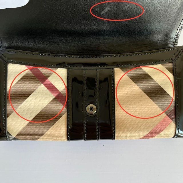 BURBERRY バーバリー 長財布 Wホック ノバチェック エナメル PVC 流行