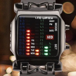 新品 スクエアデジタルウオッチ LEDデザインウォッチ ブラック メンズ腕時計(腕時計(デジタル))