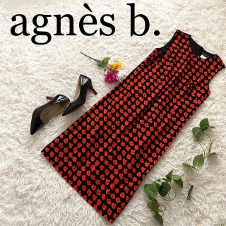 アニエスベー(agnes b.)の希少デザイン♪アニエスベー/花柄ノースリーブワンピース　40(ロングワンピース/マキシワンピース)