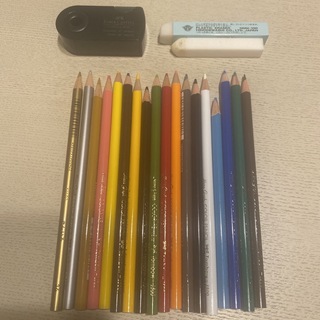 トンボ色鉛筆、ファーバーカステル色鉛筆、消しゴム2個(色鉛筆)