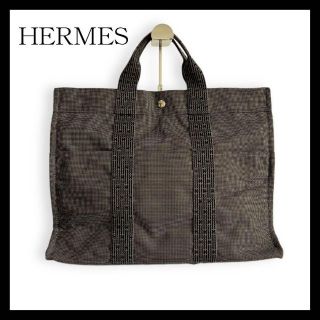 美品★HERMES トートバッグ エールライン グレー MM Hロゴ グレー