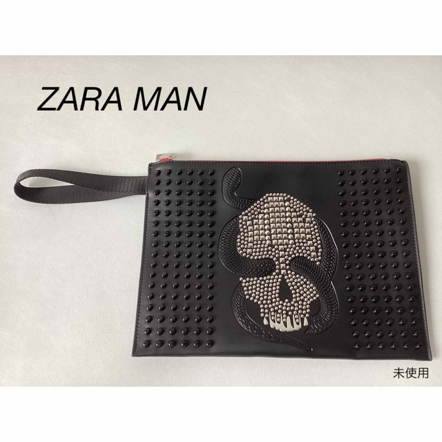 ZARA(ザラ)のZARA MAN クラッチバッグ　ドクロ　蛇　スタッズ メンズのバッグ(セカンドバッグ/クラッチバッグ)の商品写真