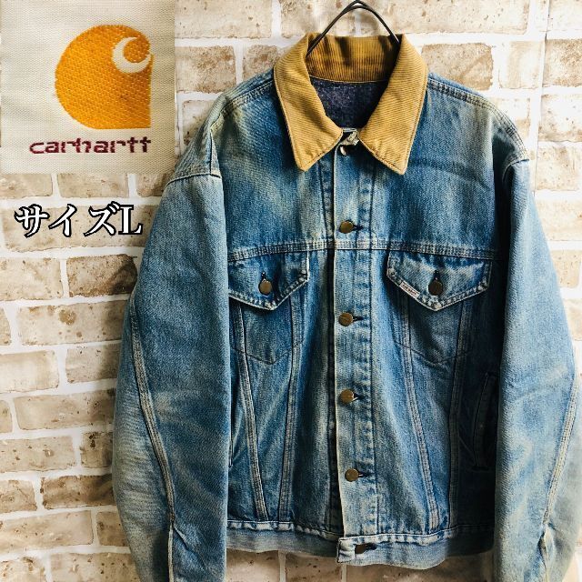 kzk_古着80s USA製 CARHARTT ブラック デニム トラッカージャケット 希少