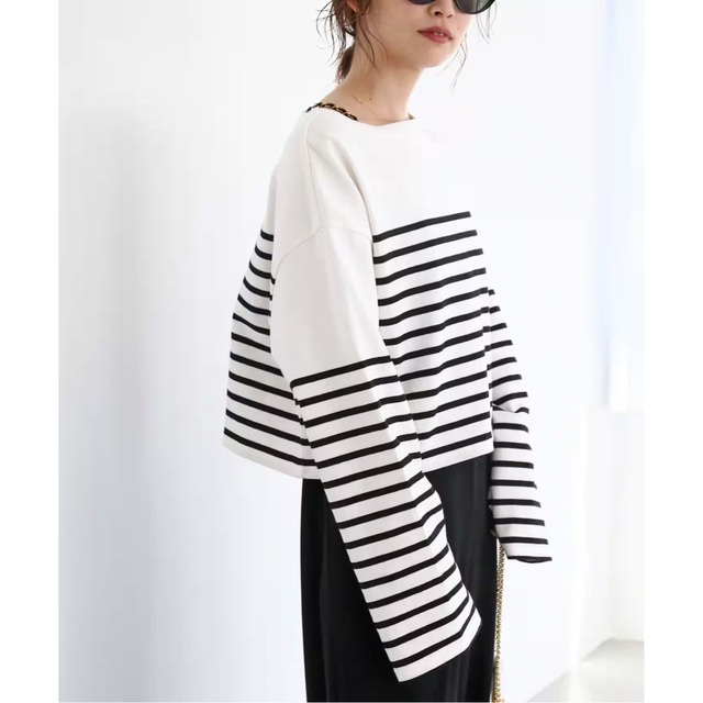 交換無料 Deuxieme Classe Cropped Stripe Tシャツ ブラック | skien