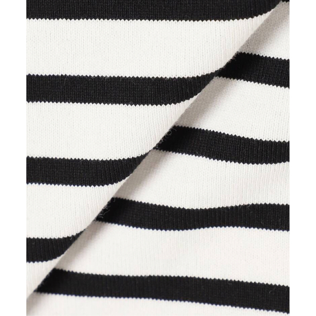 DEUXIEME CLASSE(ドゥーズィエムクラス)のDeuxieme Classe　Cropped Stripe Tシャツ　ブラック レディースのトップス(カットソー(長袖/七分))の商品写真