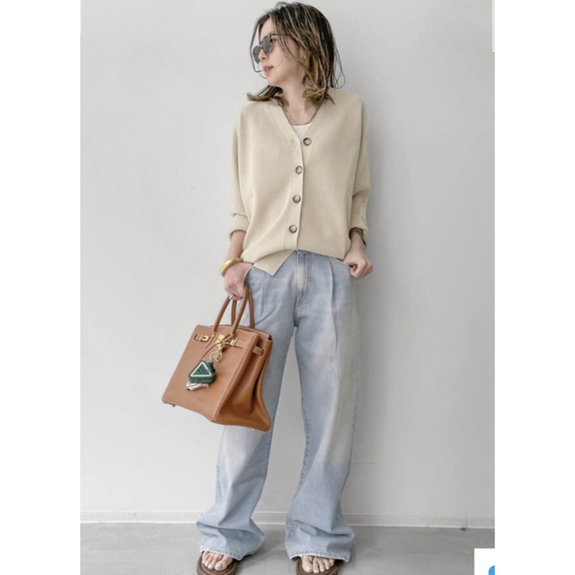 L'Appartement DEUXIEME CLASSE(アパルトモンドゥーズィエムクラス)の美品！L'Appartement Knit Cardigan ベージュ レディースのトップス(カーディガン)の商品写真