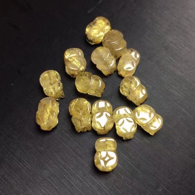 天然】タイチンルチルクオーツ ブレスレット 貔貅19.38g-