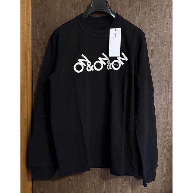 黒4新品 sacai サカイ メンズ ON & ON ロング Tシャツ ブラック