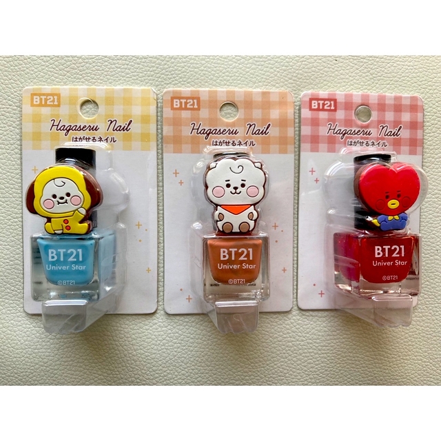 BT21(ビーティーイシビル)の【新品】BT21 PEELING NAIL POLISH x3 💅  エンタメ/ホビーのおもちゃ/ぬいぐるみ(キャラクターグッズ)の商品写真