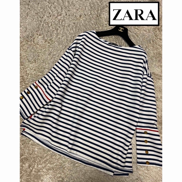 ZARA(ザラ)のきんとと様専用❤️ザラ　ZARA トップス　ロンT  カットソー　ボーダー　美品 レディースのトップス(Tシャツ(長袖/七分))の商品写真