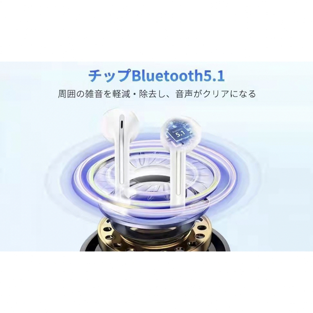 新品 Bluetoothイヤホンワイヤレスイヤホン40時間連続再生(ホワイト) スマホ/家電/カメラのオーディオ機器(ヘッドフォン/イヤフォン)の商品写真