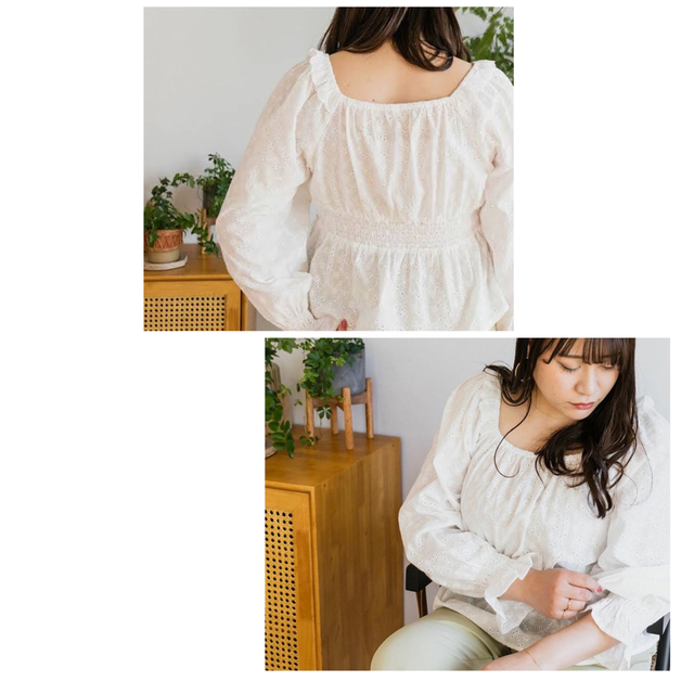 clette(クレット)のゆゆゆ様専用★クレットCLETTE大きいサイズ4L刺繍フリルブラウス白 レディースのトップス(シャツ/ブラウス(長袖/七分))の商品写真