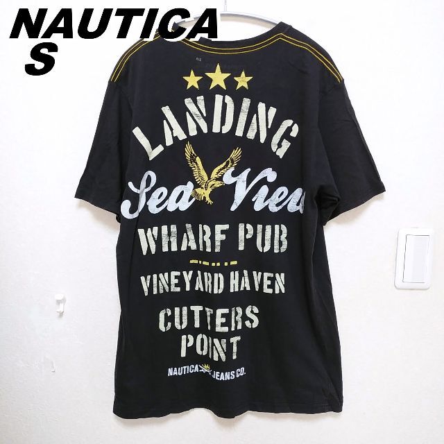 NAUTICA(ノーティカ)のノーティカ　かすれプリント 背中ロゴ　半袖Tシャツ　綿100　黒 メンズのトップス(Tシャツ/カットソー(半袖/袖なし))の商品写真