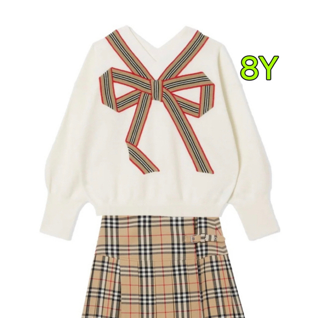 BURBERRY(バーバリー)のバーバリー　burberry キッズ　セーター　リボン　可愛い　ホワイト　8Y キッズ/ベビー/マタニティのキッズ服女の子用(90cm~)(ニット)の商品写真