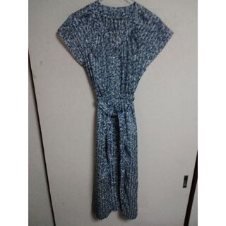 2368_バイオレットブルー半光沢生地ストライプ縫い模様ギャザースカート前ボタン(衣装)