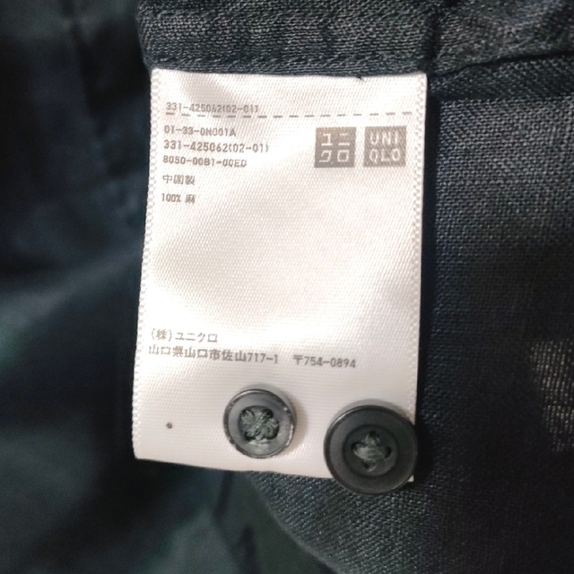 UNIQLO(ユニクロ)のUNIQLO プレミアムリネンシャツ  ブラック XLサイズ メンズのトップス(シャツ)の商品写真