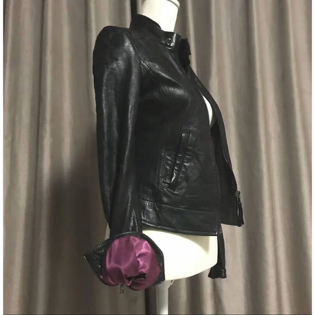 まこさん専用。ドルガバ 革ジャン 本革 レザー 黒 紫 ジャケット ワイルド-