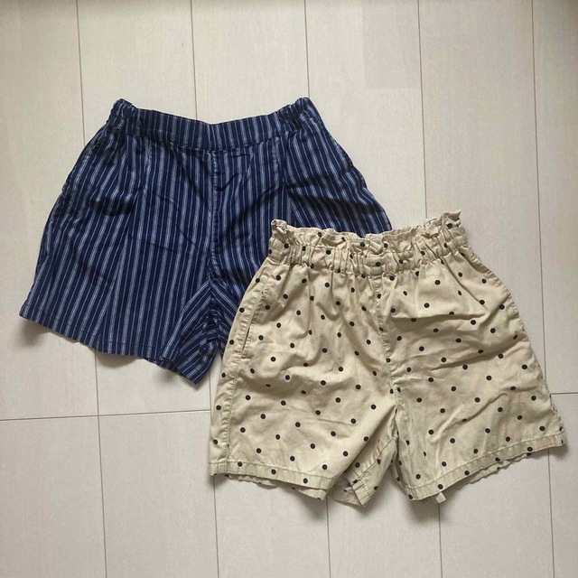 UNIQLO(ユニクロ)の【ユニクロ・GU】キッズ　ショートパンツ　２枚セット　ストライプ　水玉　140① キッズ/ベビー/マタニティのキッズ服女の子用(90cm~)(パンツ/スパッツ)の商品写真