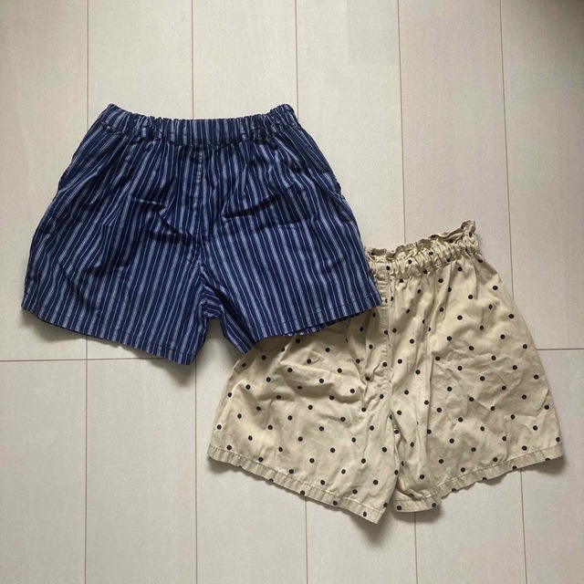 UNIQLO(ユニクロ)の【ユニクロ・GU】キッズ　ショートパンツ　２枚セット　ストライプ　水玉　140① キッズ/ベビー/マタニティのキッズ服女の子用(90cm~)(パンツ/スパッツ)の商品写真