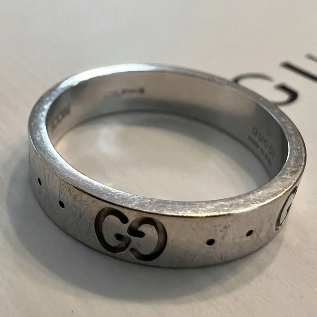 L4-1)グッチ アイコンリング 10号 K18WG GUCCI 750 クリスマス