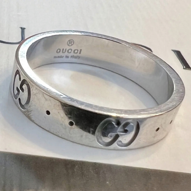 L4-1)グッチ アイコンリング 10号 K18WG GUCCI 750 クリスマス