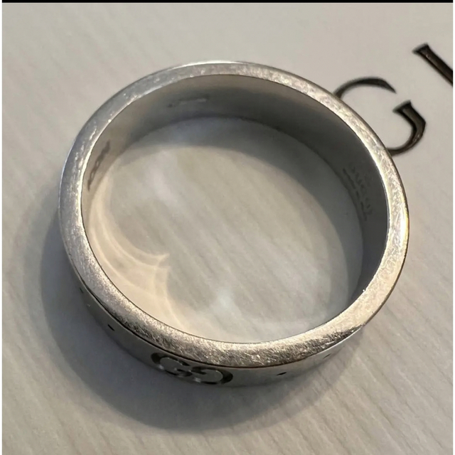 L4-1)グッチ アイコンリング 10号 K18WG GUCCI 750 クリスマス